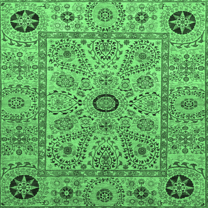 Square Machine Washable Abstract Emerald Green Modern Area Rugs, wshabs4070emgrn