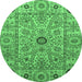 Round Abstract Emerald Green Modern Rug, abs4070emgrn