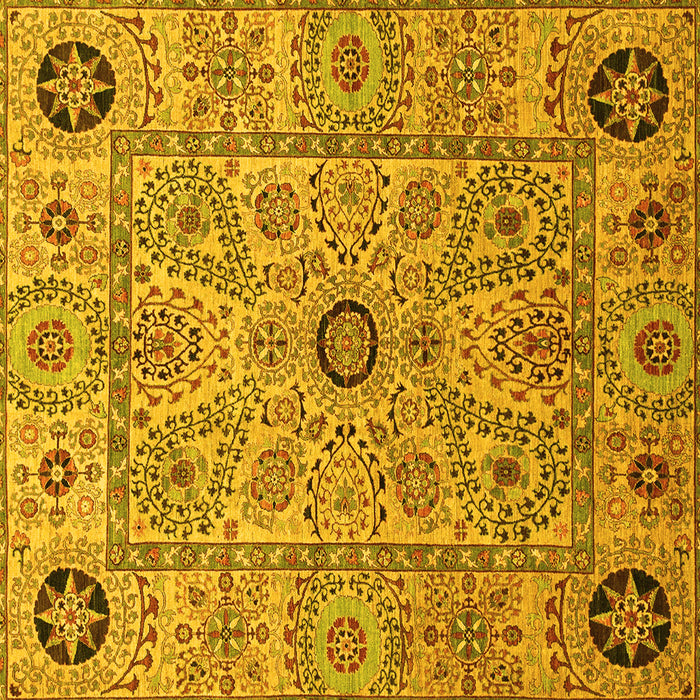 Square Abstract Yellow Modern Rug, abs4070yw