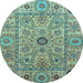 Round Machine Washable Abstract Light Blue Modern Rug, wshabs4070lblu