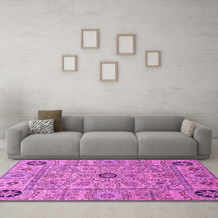 Machine Washable Abstract Purple Modern Area Rugs in a Living Room, wshabs4070pur
