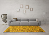 Machine Washable Abstract Yellow Modern Rug, wshabs4070yw