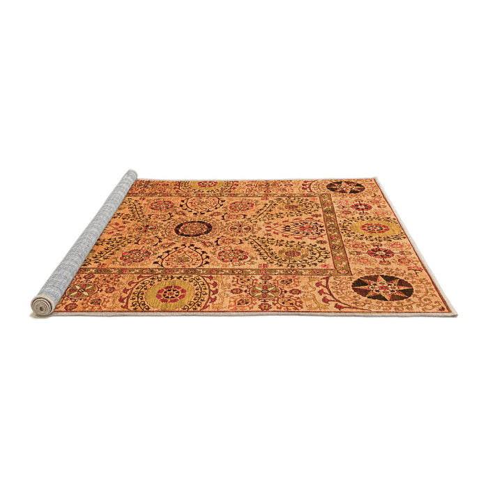 Sideview of Machine Washable Abstract Orange Modern Area Rugs, wshabs4070org