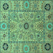 Square Machine Washable Abstract Turquoise Modern Area Rugs, wshabs4070turq