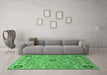 Machine Washable Abstract Emerald Green Modern Area Rugs in a Living Room,, wshabs4070emgrn