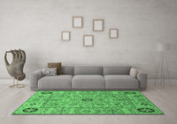 Machine Washable Abstract Emerald Green Modern Rug, wshabs4070emgrn