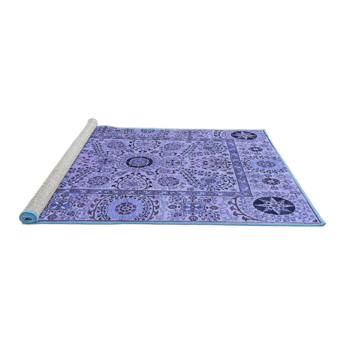Sideview of Machine Washable Abstract Blue Modern Rug, wshabs4070blu