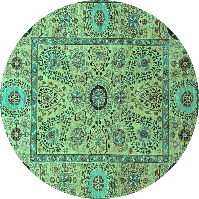 Round Abstract Turquoise Modern Rug, abs4070turq