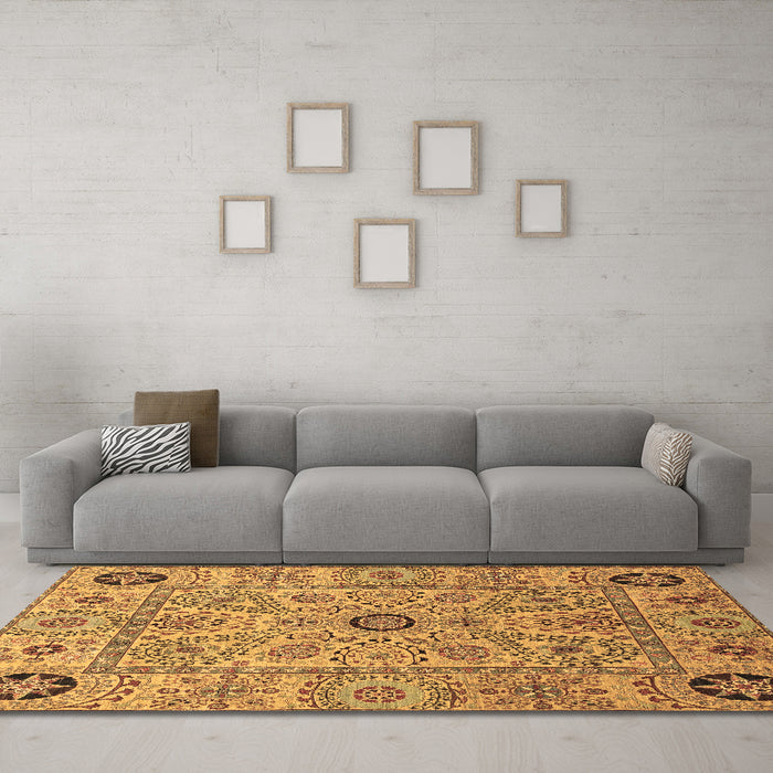 Machine Washable Abstract Brown Modern Rug in a Living Room,, wshabs4070brn