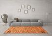 Machine Washable Abstract Orange Modern Area Rugs in a Living Room, wshabs4070org