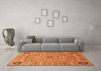 Machine Washable Abstract Orange Modern Rug, wshabs4070org