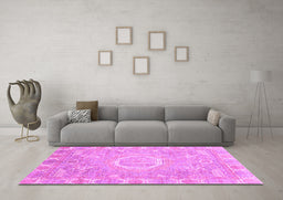 Machine Washable Oriental Purple Traditional Area Rugs in a Living Room, wshabs4071pur