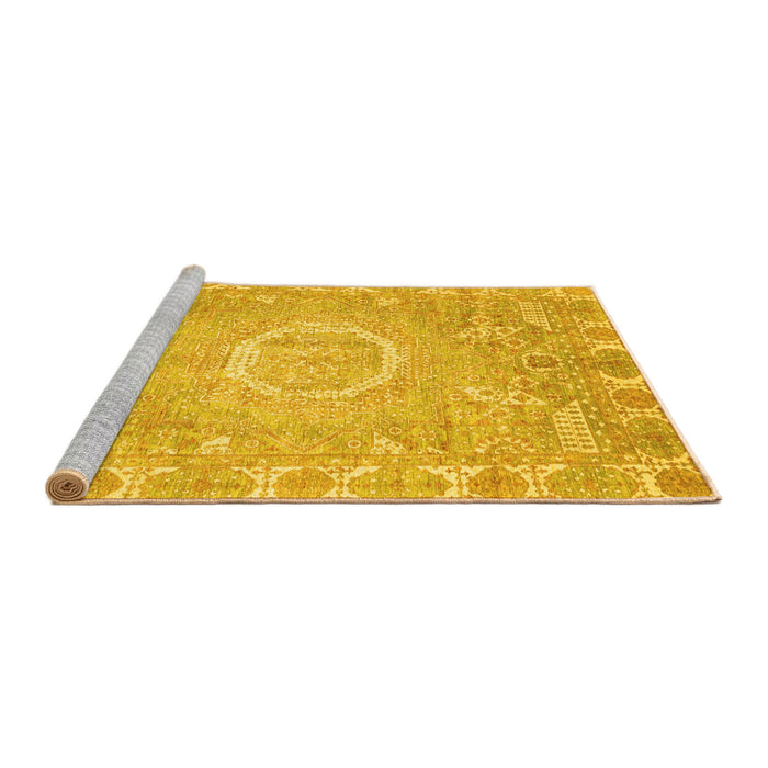 Sideview of Machine Washable Oriental Yellow Traditional Rug, wshabs4071yw