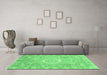 Machine Washable Oriental Emerald Green Traditional Area Rugs in a Living Room,, wshabs4071emgrn