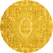 Round Oriental Yellow Traditional Rug, abs4071yw