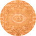 Round Oriental Orange Traditional Rug, abs4071org