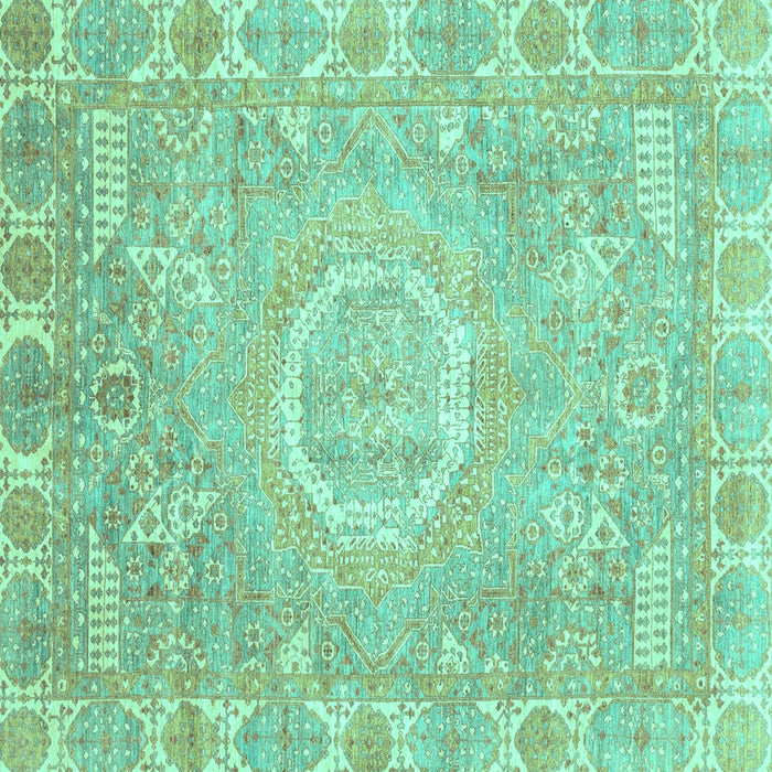 Square Oriental Turquoise Traditional Rug, abs4071turq
