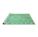 Sideview of Machine Washable Oriental Turquoise Traditional Area Rugs, wshabs4071turq