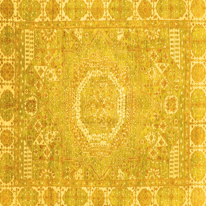 Square Oriental Yellow Traditional Rug, abs4071yw
