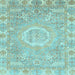 Square Machine Washable Oriental Light Blue Traditional Rug, wshabs4071lblu