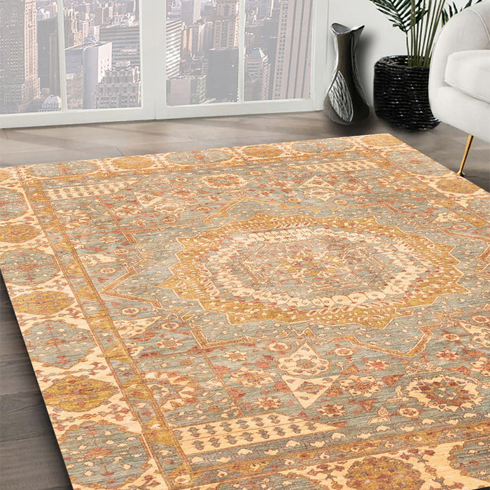 Machine Washable Abstract Orange Rug in a Family Room, wshabs4071