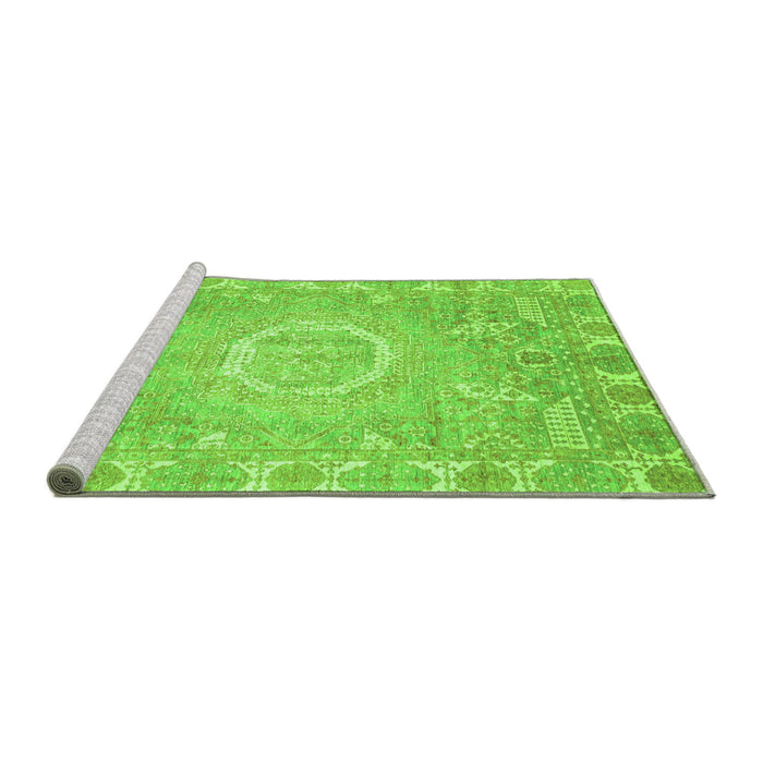 Sideview of Machine Washable Oriental Green Traditional Area Rugs, wshabs4071grn