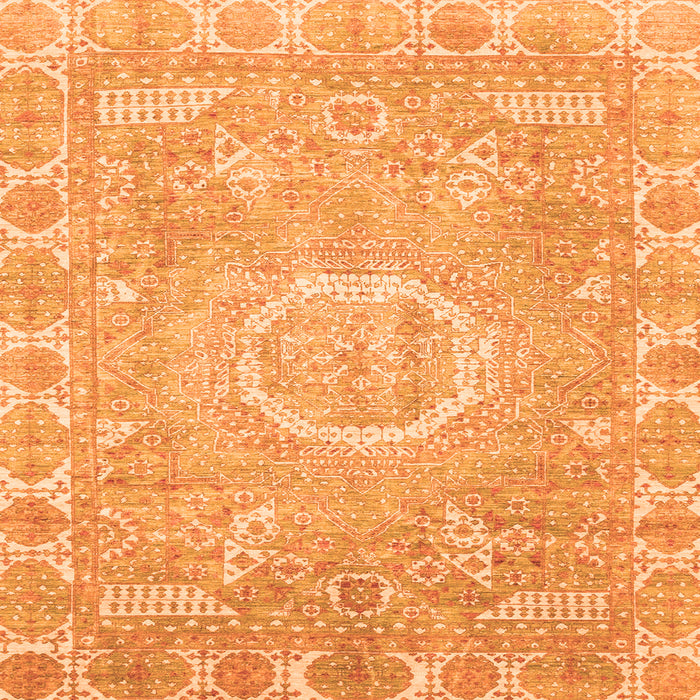 Square Machine Washable Oriental Orange Traditional Area Rugs, wshabs4071org