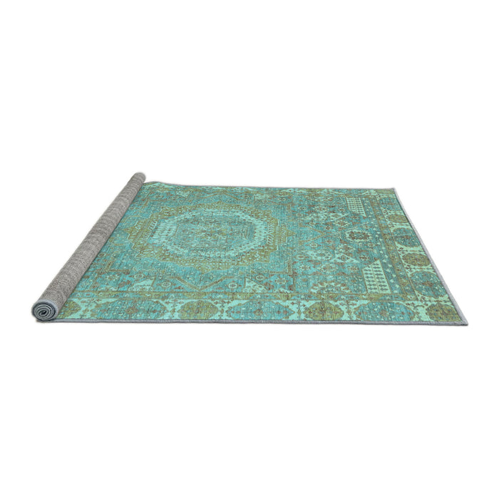 Sideview of Machine Washable Oriental Light Blue Traditional Rug, wshabs4071lblu