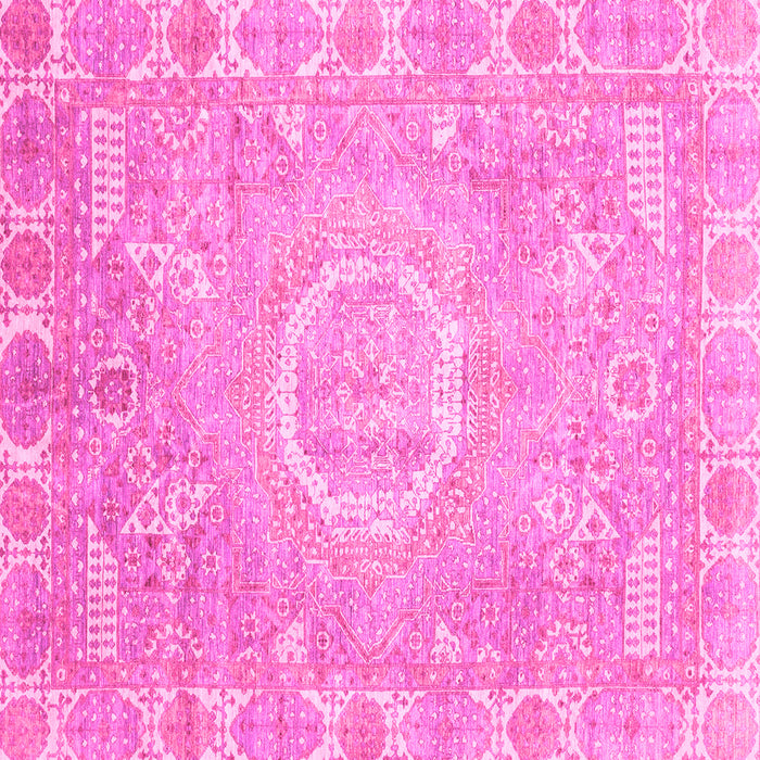 Square Machine Washable Oriental Pink Traditional Rug, wshabs4071pnk