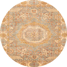 Round Machine Washable Abstract Orange Rug, wshabs4071