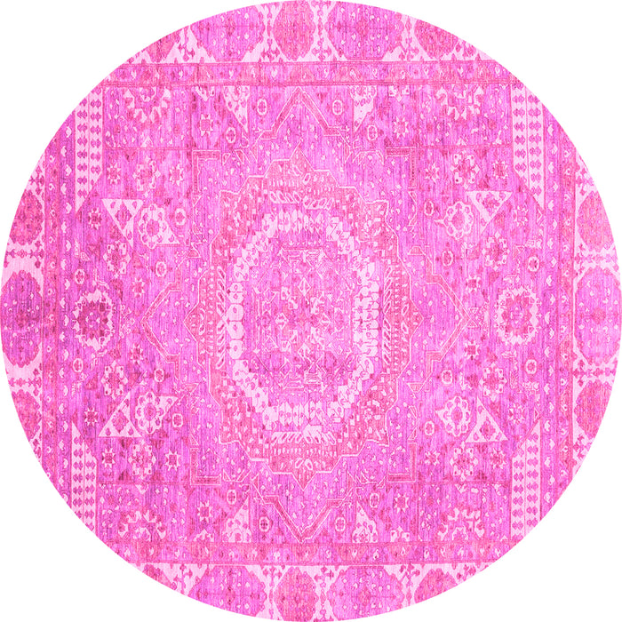 Round Oriental Pink Traditional Rug, abs4071pnk