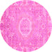 Round Oriental Pink Traditional Rug, abs4071pnk