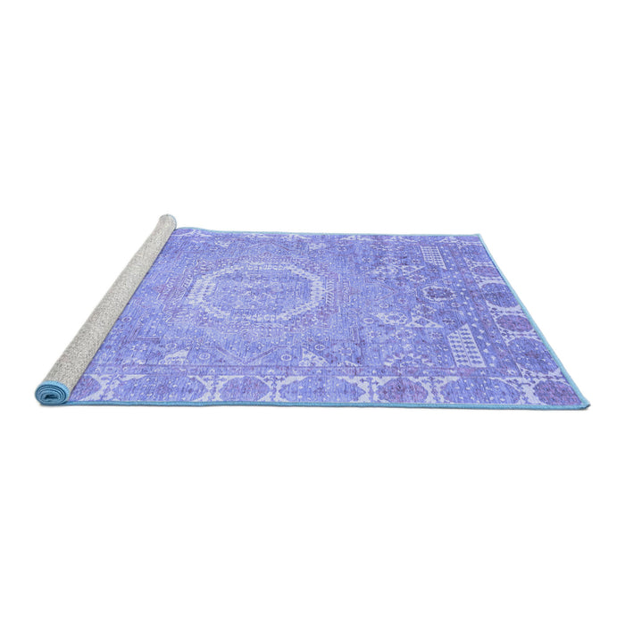 Sideview of Machine Washable Oriental Blue Traditional Rug, wshabs4071blu