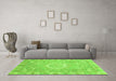 Machine Washable Oriental Green Traditional Area Rugs in a Living Room,, wshabs4071grn