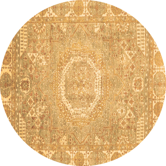 Round Oriental Brown Traditional Rug, abs4071brn