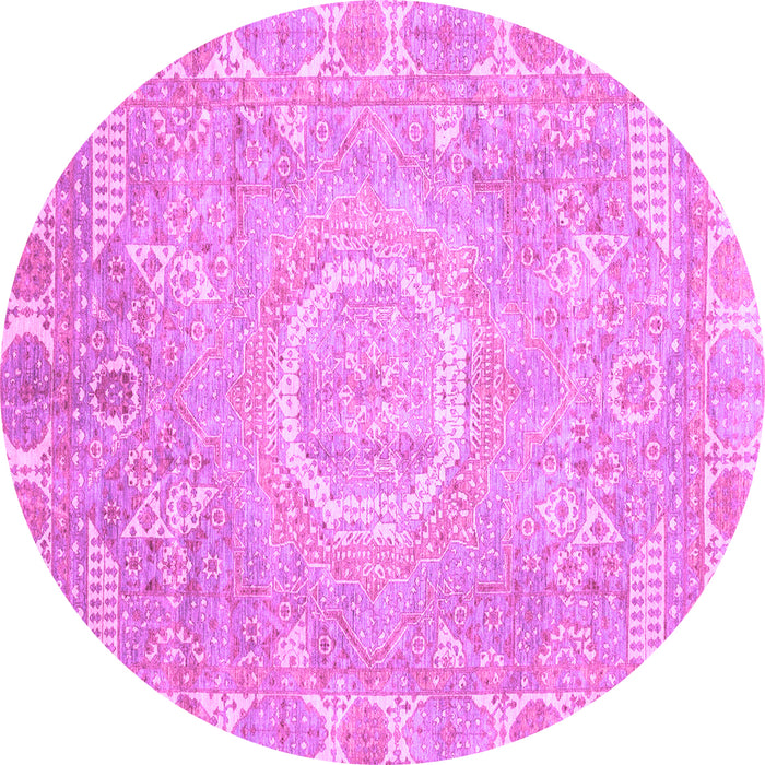 Round Oriental Purple Traditional Rug, abs4071pur