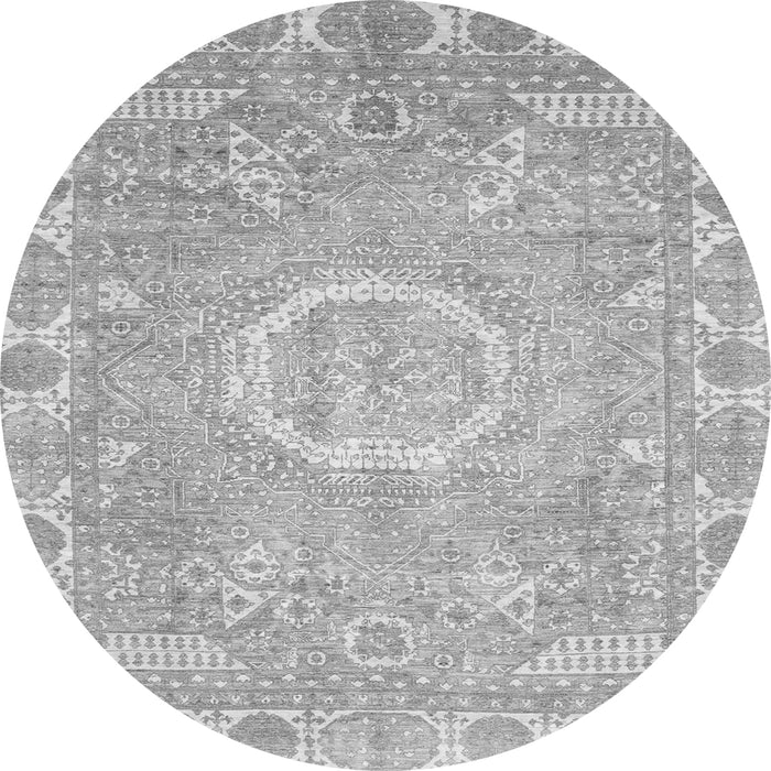 Round Oriental Gray Traditional Rug, abs4071gry