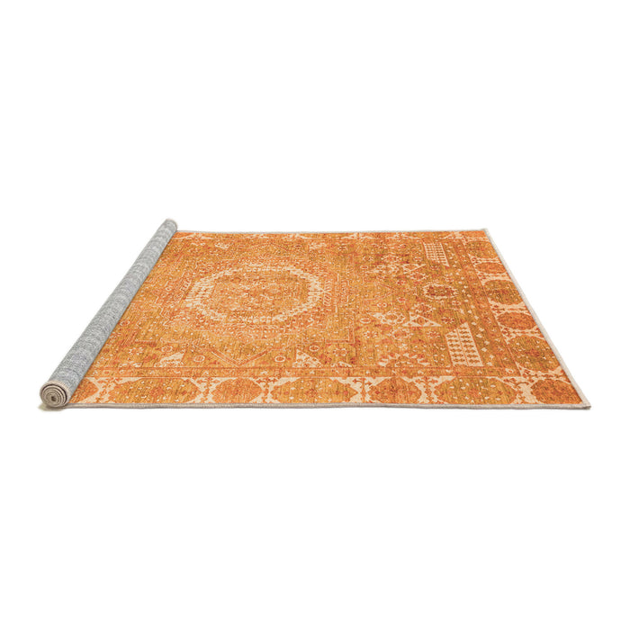 Sideview of Machine Washable Oriental Orange Traditional Area Rugs, wshabs4071org