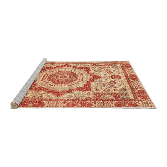 Sideview of Machine Washable Abstract Fire Red Rug, wshabs4072