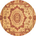 Round Abstract Brown Modern Rug, abs4072brn