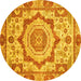 Round Machine Washable Abstract Yellow Modern Rug, wshabs4072yw