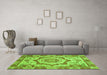 Machine Washable Abstract Green Modern Area Rugs in a Living Room,, wshabs4072grn