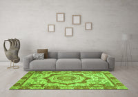 Machine Washable Abstract Green Modern Rug, wshabs4072grn