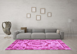 Machine Washable Abstract Purple Modern Area Rugs in a Living Room, wshabs4072pur