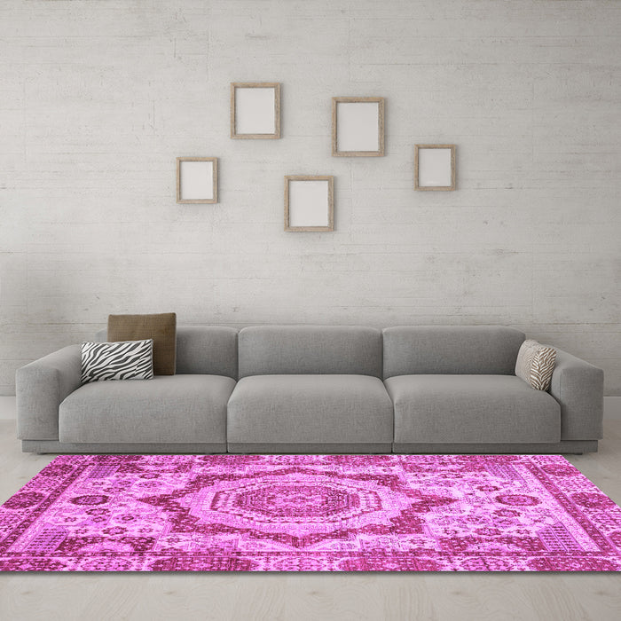 Machine Washable Abstract Purple Modern Area Rugs in a Living Room, wshabs4072pur