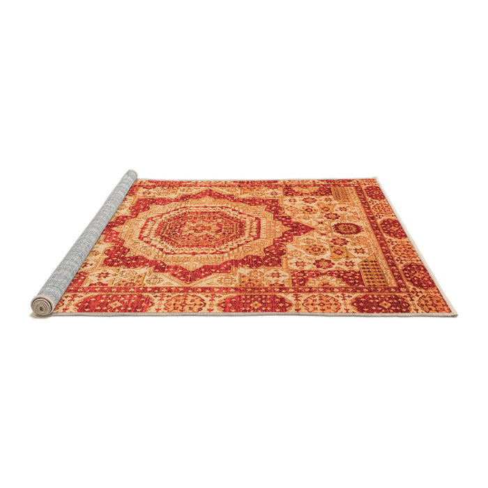 Sideview of Machine Washable Abstract Orange Modern Area Rugs, wshabs4072org