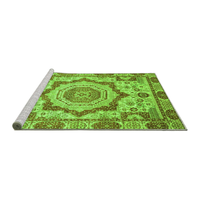 Sideview of Machine Washable Abstract Green Modern Area Rugs, wshabs4072grn