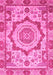 Machine Washable Abstract Pink Modern Rug, wshabs4072pnk