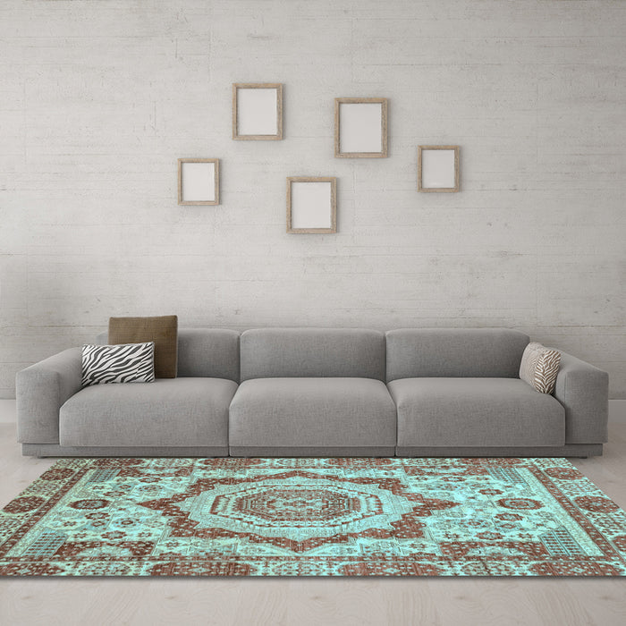 Machine Washable Abstract Light Blue Modern Rug in a Living Room, wshabs4072lblu