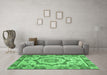 Machine Washable Abstract Emerald Green Modern Area Rugs in a Living Room,, wshabs4072emgrn